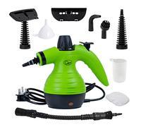 Quest Handheld Steam Cleaner/Powerful Chemical Free Multi Surface Cleaner / 9 Cleaning Attachments and Accessories/Fast Steam Production/Child Lock/Green
