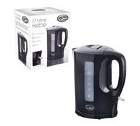 Quest Jug Kettle Black, 1.7L - Compact Cordless Electric Kettle With Water Level Indicator - Fast Boil Small Kitchen Kettle
