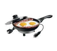 Quest Leisure 12V Electric Frying Pan for Camping, Campervan & Car - 20cm Non-Stick Travel Pan with Tempered Glass Lid, 150W Cigarette Lighter Plug for Van, Motorhome & Lorry
