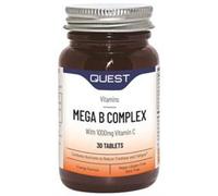 Quest - 30x Mega Vitamin B Complex Tablets. High Strength Vitamin B1-B2-B3-B6-B12, Biotin & C Supports Energy Production, Stress Response, Immune System & Brain Function (4 Pack)
