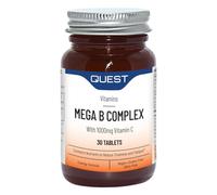 Quest Mega B Complex (30 Tablets) - Vitamin B Complex with 1000mg Vitamin C per Tablet. Nutrients & Vitamins to Reduce Tiredness & Fatigue. Supports Energy & Concentration Levels.