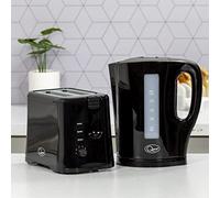 Quest Modern Black Kettle & Toaster Set, 1.7L Kettle, 2 Slice Toaster | Matching Set, Kettle with Spout Filter, Toaster with Variable Browning Control, Convenient Breakfast Essentials, Home/Kitchen