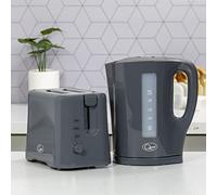 Quest Modern Grey Kettle & Toaster Set, 1.7L Kettle, 2 Slice Toaster | Matching Set, Kettle with Spout Filter, Toaster with Variable Browning Control, Convenient Breakfast Essentials, Home/Kitchen