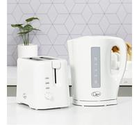 Quest Modern White Kettle & Toaster Set, 1.7L Kettle, 2 Slice Toaster | Matching Set, Kettle with Spout Filter, Toaster with Variable Browning Control, Convenient Breakfast Essentials, Home/Kitchen
