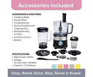 Quest Multifunctional Food Processor / 6-in-1 Chopper, Blender, Grinder & More [EEK: A]