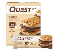 Quest Nutrition S'mores Protein Bar, 31g Protein, 4g Net Carbs, 1g Sugar, Gluten Free, Keto Friendly, 4 Count