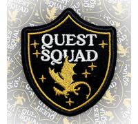 Quest Squad Patch 3 Inches Funny ACOTAR Armor, Dragon Fourth Wing Bookish Fantasy Humor Iron On/Sew On Embroidery Fabric Applique Patches for Trucker Hats Clothes Backpack DIY Accessories Friend Gifts