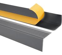 Quest Stair Edge Profile Self-Adhesive PVC Plastic Stair Edge Protection 50 x 42 mm Dark Grey 90 cm