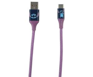 Quest | Stitch 6ft USB A To Type-C Braided Charging Cable Blue Face