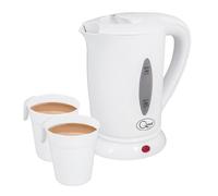Quest 35440 Compact Travel Kettle / 0.5 litres / 600 Watt/Dual Voltage/Indicator Light/Includes 2 Cups/White