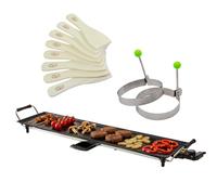 Quest XXL Teppanyaki Grill, 90 x 26cm, Non Stick, Adjustable Thermostate | Electric Tabletop Grill, Large Cooking Plate, 8 Wooden Spatulas & 2 Egg Rings Included, For Party & Family Meals
