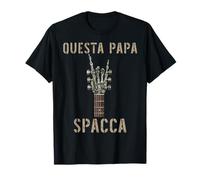 Questa Papa Spacca Mano scheletrica Musica Rock Chitarra T-Shirt