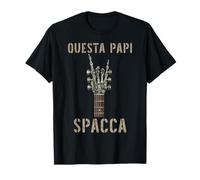 Questa Papi Spacca Mano scheletrica Musica Rock Chitarra T-Shirt