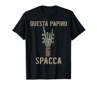 Questa Papino Spacca Mano scheletrica Musica Rock Chitarra T-Shirt