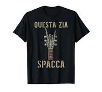 Questa Zia Spacca Mano scheletrica Musica Rock Chitarra T-Shirt