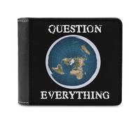 Question Everything Flat Earth Slim Bifold Wallet Minimalist Wallets Pouch with Card Slots for Men Women