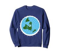 Question Everything Map Flat Earth Firmament Cosmology Sweatshirt, Adult Unisex, Navy Blue, Medium