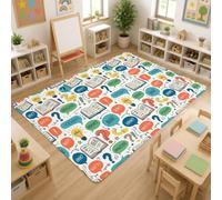 Question Mark Area Rug, Playful Modern Exclamation Book Educational Blue Carpets Fade Resistant Home Aesthetic Rugs for Classroom Learning Room Decor 5' X 7'