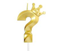 Question Mark ? Birthday Candle All Years Old Happy Birthday Number Candles Cake Topper Decorations 3D Crown (Crown-?, Gold)
