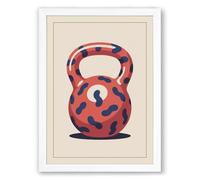 Question Mark Kettlebell Modern Framed Wall Art Print A1 (84.1×59.4cm) White, Wall Decor for Living Room, Bedroom, Office & Home, Ready to Hang, Art Gift