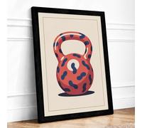 Question Mark Kettlebell Modern Framed Wall Art Print A2 (59.4×42cm) Black, Wall Decor for Living Room, Bedroom, Office & Home, Ready to Hang, Art Gift