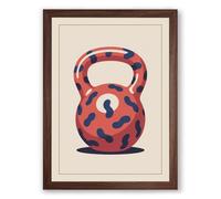Question Mark Kettlebell Modern Framed Wall Art Print A3 (42×29.7cm) Walnut, Wall Decor for Living Room, Bedroom, Office & Home, Ready to Hang, Art Gift