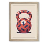 Question Mark Kettlebell Modern Framed Wall Art Print A4 (29.7×21cm) Oak, Wall Decor for Living Room, Bedroom, Office & Home, Ready to Hang, Art Gift