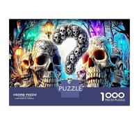 Question Mark Skull 1000 Pc Classic Jigsaw Puzzles Neon Skulls Jigsaw Puzzles for Adults Cognitive Development Logic Skill Recycled Cardboard Office Break Indoor Leisure Puzzle 52x38cm/1000pcs