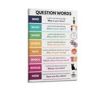 Question Words English LanguageClassic Aesthetic Poster Decorative Painting Canvas Wall Art Living Room Poster Bedroom PaintingFrame-style 16x24inch(40x60cm)