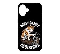 Questionable Decisions Curious Orange Cat Case for iPhone 16