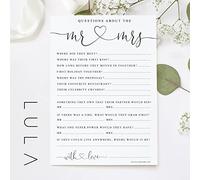 Questions about the Mr & Mrs Printed A5 Cards, Hen Do Bridal Party Game, A5 Wedding Party Game, Wedding Guest Game, Wedding Guest Answers (Pack Size: A5 PACK OF 30)