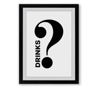 Questions and Drinks Typography Framed Wall Art Print A3 (42×29.7cm) Black, Wall Decor for Living Room, Bedroom, Office & Home, Ready to Hang, Art Gift