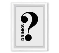 Questions and Drinks Typography Framed Wall Art Print A3 (42×29.7cm) White, Wall Decor for Living Room, Bedroom, Office & Home, Ready to Hang, Art Gift