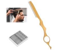 Quesuc 1 Set Rasaio Da Parrucchiere Attrezzo Per Taglio Capelli Forbici Da Parrucchiere Rasaio Pettine Con 10 Lame Acciaio Inossidabile Per Salon E Uso Domestico Or