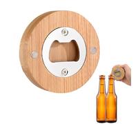 Quesuc 1 x Bottle Opener Wooden Bottle Opener Magnetic Round Bamboo Wood for Wine Beer Lemonade Glass Bottles Diameter 6.5C