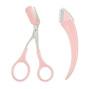 Quesuc 2 Pezzi Kit Per La Depilazione Delle Sopracciglia 2 In 1 Rasoio E Forbicin Per Sopracciglia Con Pettine Per Sopracciglia Design Ergonomico, Per Donne E Uomini Rosa 12.5X5.8 Cm