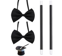 Quesuc 2 Set Kit Bacchette Magiche Con Farfallino Da Mago Accessori Per Spettacoli Sul Palco Magia Da Vicino Plastica Per Costumi Da Mago E Strega, Giochi Di Compleanno Nero Circa 25 Cm Di Lunghezza