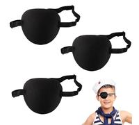 Quesuc 3 Pieces Eye Blindfold for Children Adults Single Eye Blindfold Adjustable Black Halloween Cosplay Pirate Eye Patch Recovery Period Daily Use