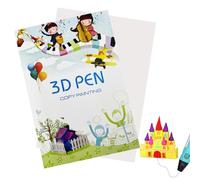 Quesuc 3D Printing Drawing Book, Reusable, Colourful Template with 22 Patterns Made of Thick Paper with a Transparent Plate, Painting Graffiti Template for 3D Pen, DIY Gift for Children