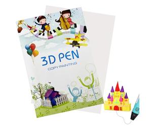 Quesuc 3D Printing Drawing Book, Reusable, Colourful Template with 22 Patterns Made of Thick Paper with a Transparent Plate, Painting Graffiti Template for 3D Pen, DIY Gift for Children