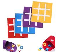 Quesuc 4 Pezzi Mini Set Di Giochi Tris Tic Tac Toe In Tessuto Giocattoli Educativi Per Feste Di Compleanno Dei Bambini E Educazione Prescolastica Rosso, Giallo, Blu, Viola