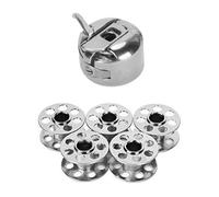 Quesuc 5 Piece Sewing Machine Bobbins Set Metal and 1 Piece Sewing Machine Bobbin Case for Front Loader Machines