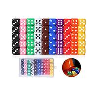 Quesuc 50Pcs 6 Sided Dices Dotted Dice Game Set with Velvet Bags Bar KTY Party Favor Assorted Color 16mm Mixed Color（Mixed Color ）