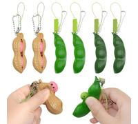 Quesuc 6 Pezzi Giocattoli Antistress Spremibili Edamame E Arachide Squeeze Toy In Plastica Portachiavi Antistress Creativi Come Regali Per Feste