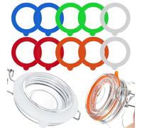 Quesuc Pack of 10 Weck Jar Sealing Rings, Preserve Jar Sealing Rings, Waterproof Silicone Flange Seals as Replacement for Wide Mouth Jars and Lids (5 Colours, 70 mm Inner Diameter)