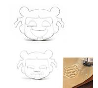 Quesuc Pack of 2 Cartoon Characters Modelling for Children, Chinese Style Biscuit Moulds, Handmade DIY Baking Tools Made of Food Grade Stainless Steel