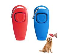 Quesuc Pack of 2 Clicker Dog Training Clicker with Whistle 2-in-1 Dog Clicker Plastic for Trainer Pet Cat Recall Training Referee Red Bla