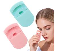 Quesuc Pack of 2 Eyelash Curlers Portable Eyelash Curler with Press Stud for Precise Curling Made of Plastic for Women and Girls, All Eye Types, Blue and Pink, 5.9 x 3.6 cm