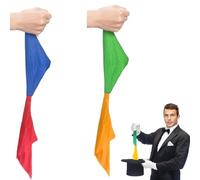 Quesuc Pack of 2 Magic Scarf, Four-Colour Changing Silk Scarf, Magic Tricks, Silk Magic Utensils for Toys, Street and Stage Magic, Theme Parties