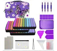 Queta 240 Slots Butterfly Diamond Painting Storage Box 5D Diamond Painting Accessories Tools Storage Box Carry Case Diamant Painting Tools Container Bag Diamond Embroidery Tools Handbag